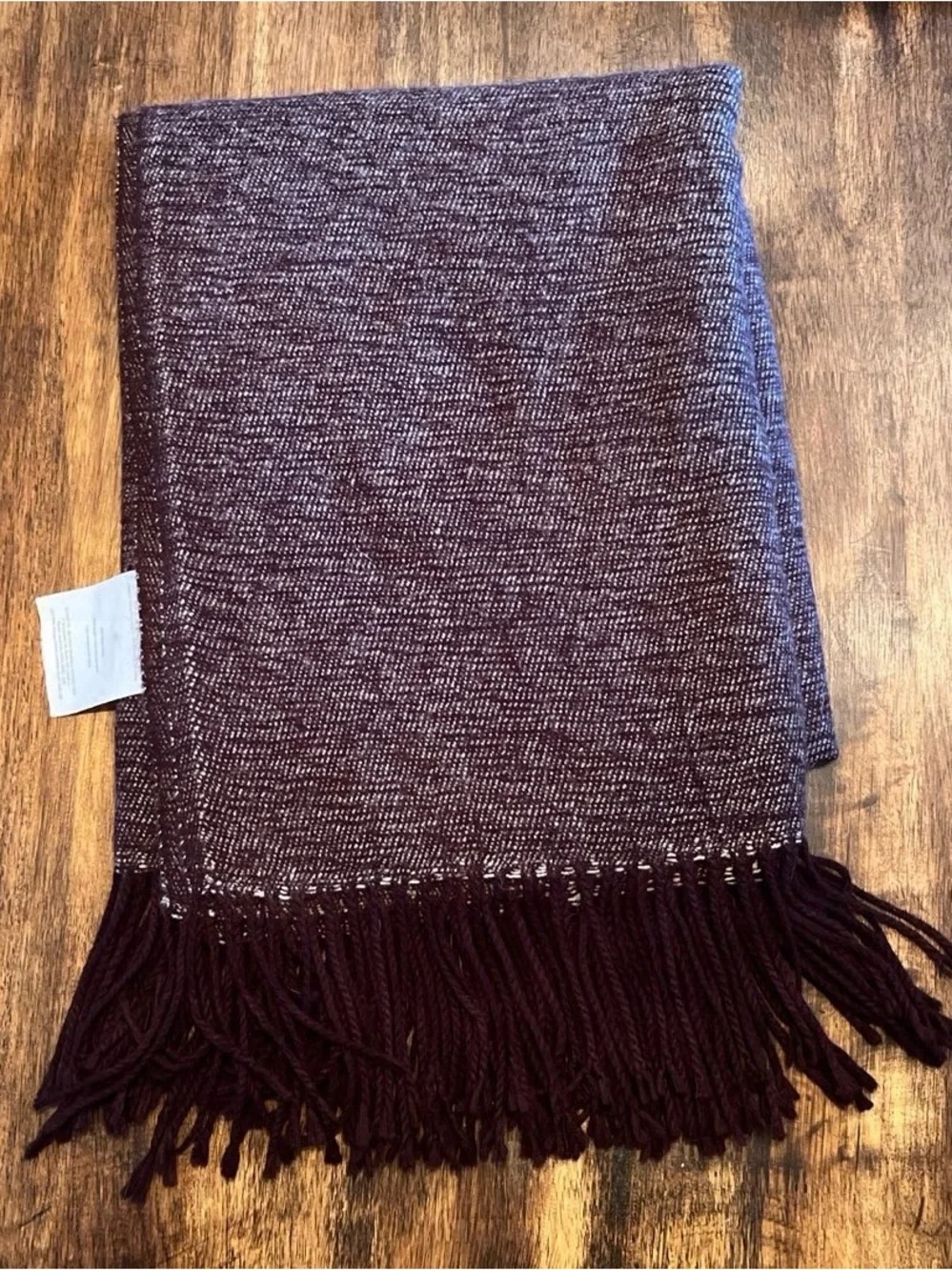 West Elm Marled Knit Throw Blanket with Fringe - Brown